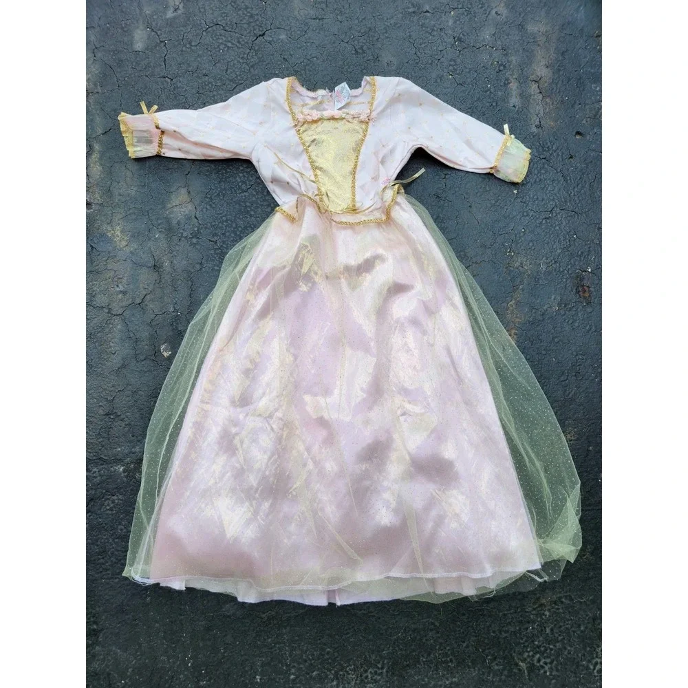 Vtg Princess And The Pauper Barbie Play Dress Costume Rubies Pink Girls Medium